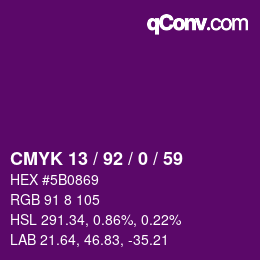 颜色代码: CMYK 13 / 92 / 0 / 59 | qconv.com