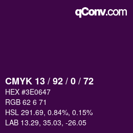 カラーコード: CMYK 13 / 92 / 0 / 72 | qconv.com