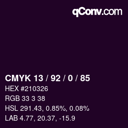 カラーコード: CMYK 13 / 92 / 0 / 85 | qconv.com