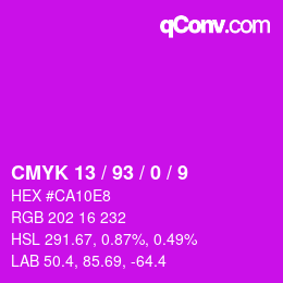 カラーコード: CMYK 13 / 93 / 0 / 9 | qconv.com