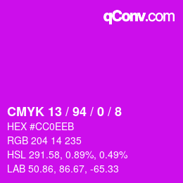 Color code: CMYK 13 / 94 / 0 / 8 | qconv.com