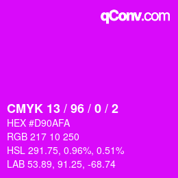 カラーコード: CMYK 13 / 96 / 0 / 2 | qconv.com