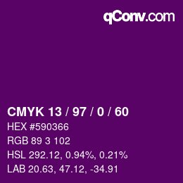 Color code: CMYK 13 / 97 / 0 / 60 | qconv.com