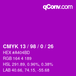 カラーコード: CMYK 13 / 98 / 0 / 26 | qconv.com