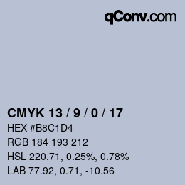 Color code: CMYK 13 / 9 / 0 / 17 | qconv.com