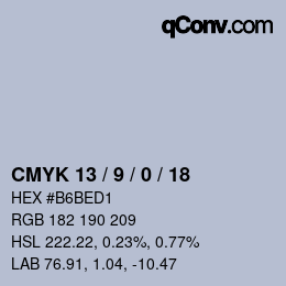 Color code: CMYK 13 / 9 / 0 / 18 | qconv.com