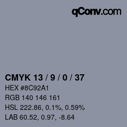 Color code: CMYK 13 / 9 / 0 / 37 | qconv.com