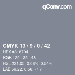 Color code: CMYK 13 / 9 / 0 / 42 | qconv.com