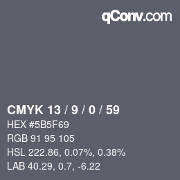 颜色代码: CMYK 13 / 9 / 0 / 59 | qconv.com