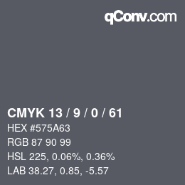 カラーコード: CMYK 13 / 9 / 0 / 61 | qconv.com