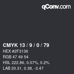 颜色代码: CMYK 13 / 9 / 0 / 79 | qconv.com