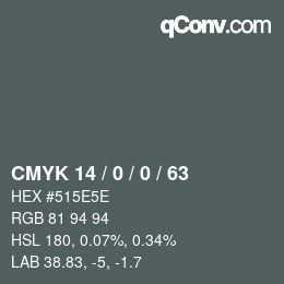 Code couleur: CMYK 14 / 0 / 0 / 63 | qconv.com
