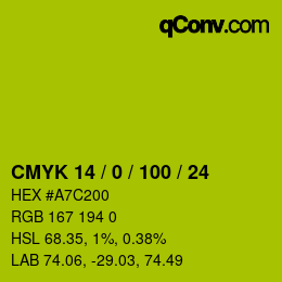 Color code: CMYK 14 / 0 / 100 / 24 | qconv.com