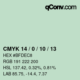 颜色代码: CMYK 14 / 0 / 10 / 13 | qconv.com