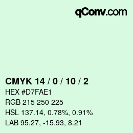 颜色代码: CMYK 14 / 0 / 10 / 2 | qconv.com