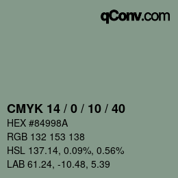 カラーコード: CMYK 14 / 0 / 10 / 40 | qconv.com
