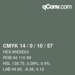 颜色代码: CMYK 14 / 0 / 10 / 57 | qconv.com