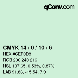 カラーコード: CMYK 14 / 0 / 10 / 6 | qconv.com