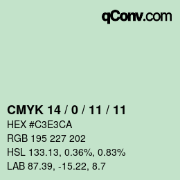 カラーコード: CMYK 14 / 0 / 11 / 11 | qconv.com