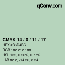 Color code: CMYK 14 / 0 / 11 / 17 | qconv.com
