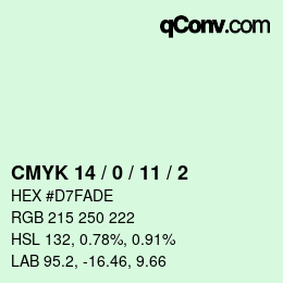 カラーコード: CMYK 14 / 0 / 11 / 2 | qconv.com