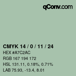 カラーコード: CMYK 14 / 0 / 11 / 24 | qconv.com