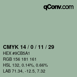 カラーコード: CMYK 14 / 0 / 11 / 29 | qconv.com