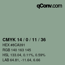 カラーコード: CMYK 14 / 0 / 11 / 36 | qconv.com