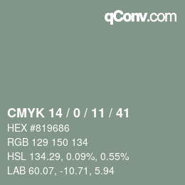 Color code: CMYK 14 / 0 / 11 / 41 | qconv.com