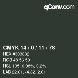 Color code: CMYK 14 / 0 / 11 / 78 | qconv.com