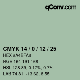 カラーコード: CMYK 14 / 0 / 12 / 25 | qconv.com