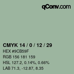 カラーコード: CMYK 14 / 0 / 12 / 29 | qconv.com