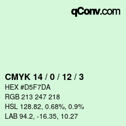 カラーコード: CMYK 14 / 0 / 12 / 3 | qconv.com
