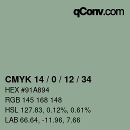 Color code: CMYK 14 / 0 / 12 / 34 | qconv.com