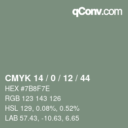 カラーコード: CMYK 14 / 0 / 12 / 44 | qconv.com