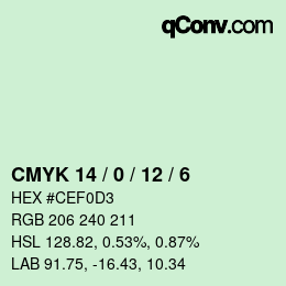 カラーコード: CMYK 14 / 0 / 12 / 6 | qconv.com