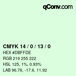 颜色代码: CMYK 14 / 0 / 13 / 0 | qconv.com