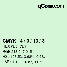 颜色代码: CMYK 14 / 0 / 13 / 3 | qconv.com