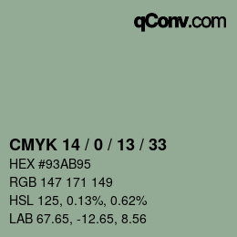 カラーコード: CMYK 14 / 0 / 13 / 33 | qconv.com