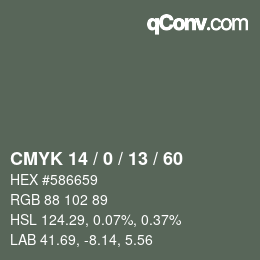 Color code: CMYK 14 / 0 / 13 / 60 | qconv.com