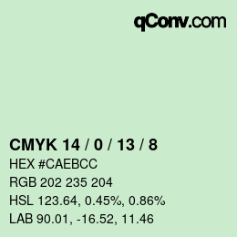 颜色代码: CMYK 14 / 0 / 13 / 8 | qconv.com