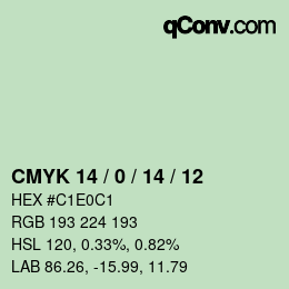 カラーコード: CMYK 14 / 0 / 14 / 12 | qconv.com