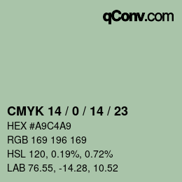 カラーコード: CMYK 14 / 0 / 14 / 23 | qconv.com