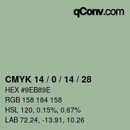 カラーコード: CMYK 14 / 0 / 14 / 28 | qconv.com