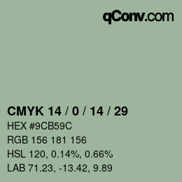 カラーコード: CMYK 14 / 0 / 14 / 29 | qconv.com