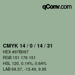 颜色代码: CMYK 14 / 0 / 14 / 31 | qconv.com