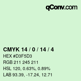 颜色代码: CMYK 14 / 0 / 14 / 4 | qconv.com