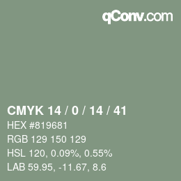 颜色代码: CMYK 14 / 0 / 14 / 41 | qconv.com