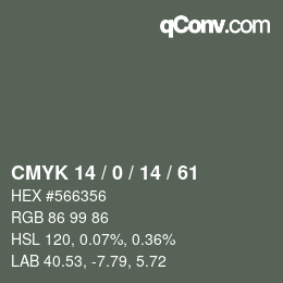 Color code: CMYK 14 / 0 / 14 / 61 | qconv.com