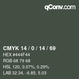 Color code: CMYK 14 / 0 / 14 / 69 | qconv.com